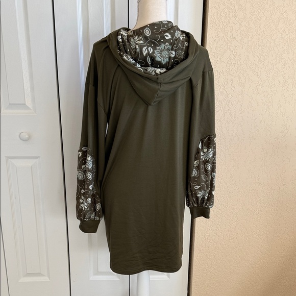 Allison Brittney Olive Dress with Floral Accents - Picture 3 of 3